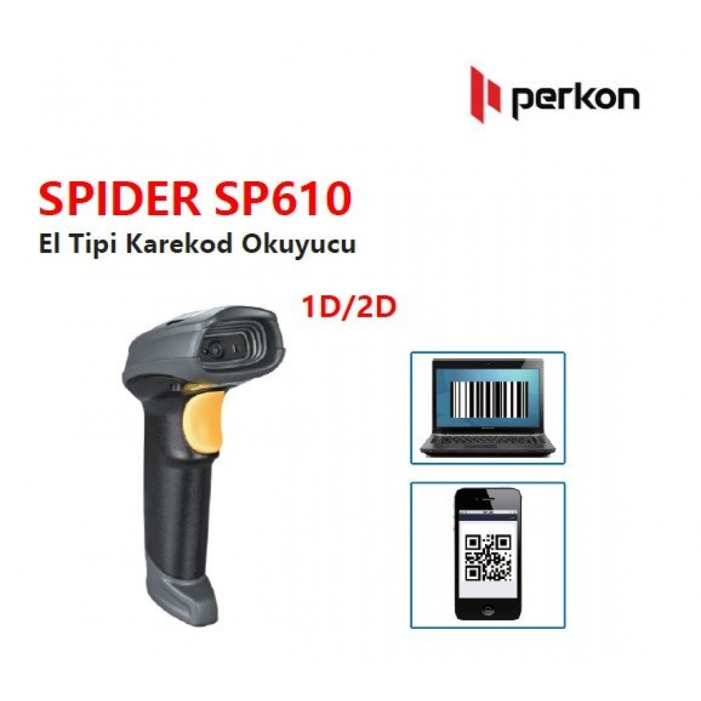 SP610 / PERKON SPIDER SP610 USB 1D-2D (Karekod) Okuyucu(Ayak Hediyeli)
