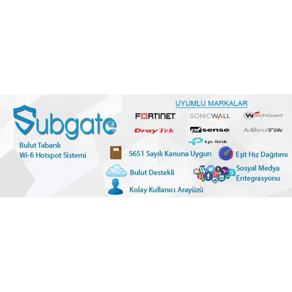SUBGATE SG1-C100 Hotspot Lisansı - 1 Yıl (100 Kullanıcı)