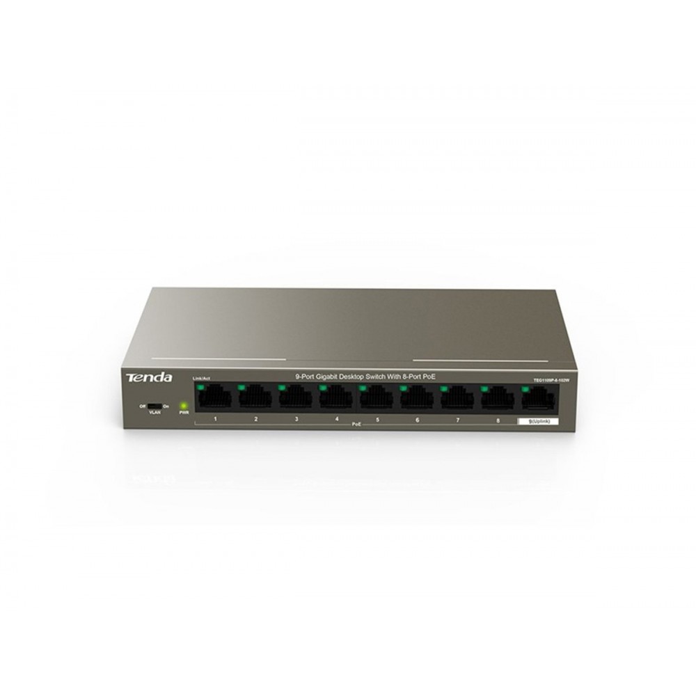 TEG1109P-8-102W / TENDA TEG1109P-8-102W 9-Port Gigabit (8xPoE 102W) Desktop Switch