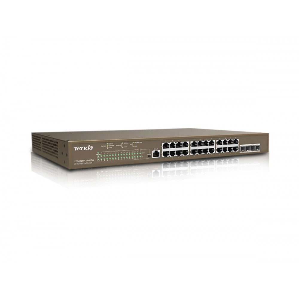TEG5328P-24-410W / TENDA TEG5328P-24-410W 24GE PoE Port (24xPoE 370W), 4xSFP L3 Management Switch
