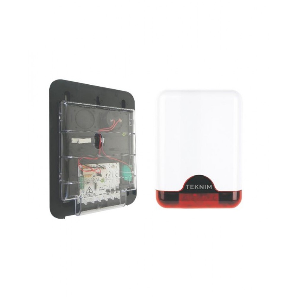 TEKNİM VAS-741RP Kırmızı Pencereli Harici Siren (Plastik İç Koruma)