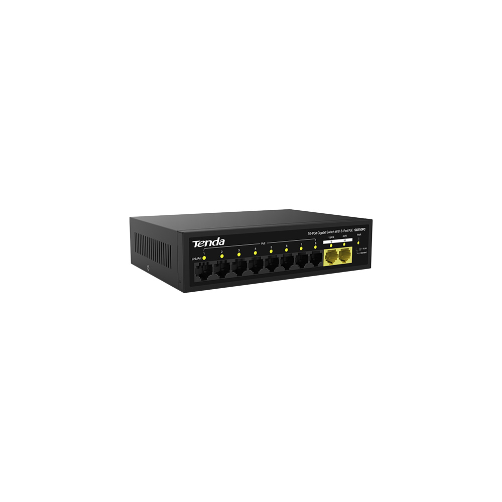 TENDA S110GPC 8FE PoE Port (75W), 2GE Uplink Desktop Switch