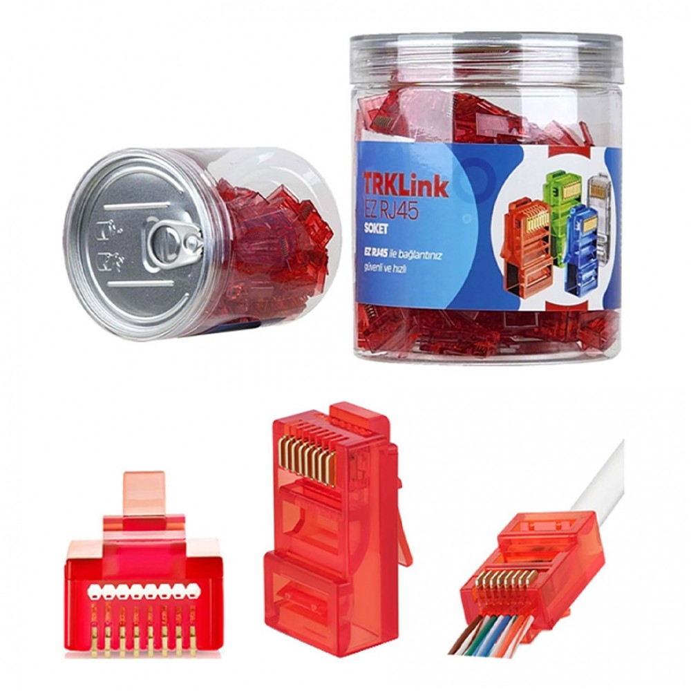 TRKLink EZ RJ45 KONNEKTÖR (KIRMIZI) 100 'lü PAKET