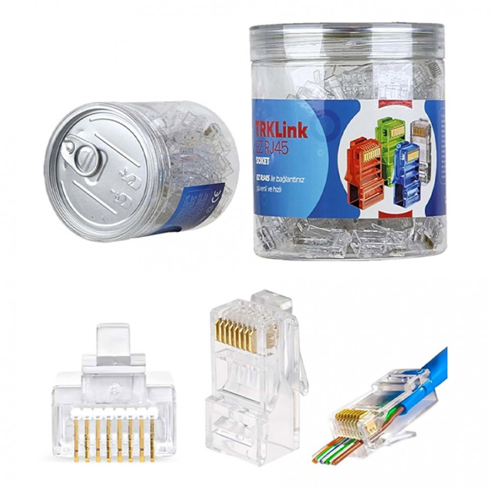 TRKLink EZ RJ45 KONNEKTÖR (ŞEFFAF) 100 'lü PAKET