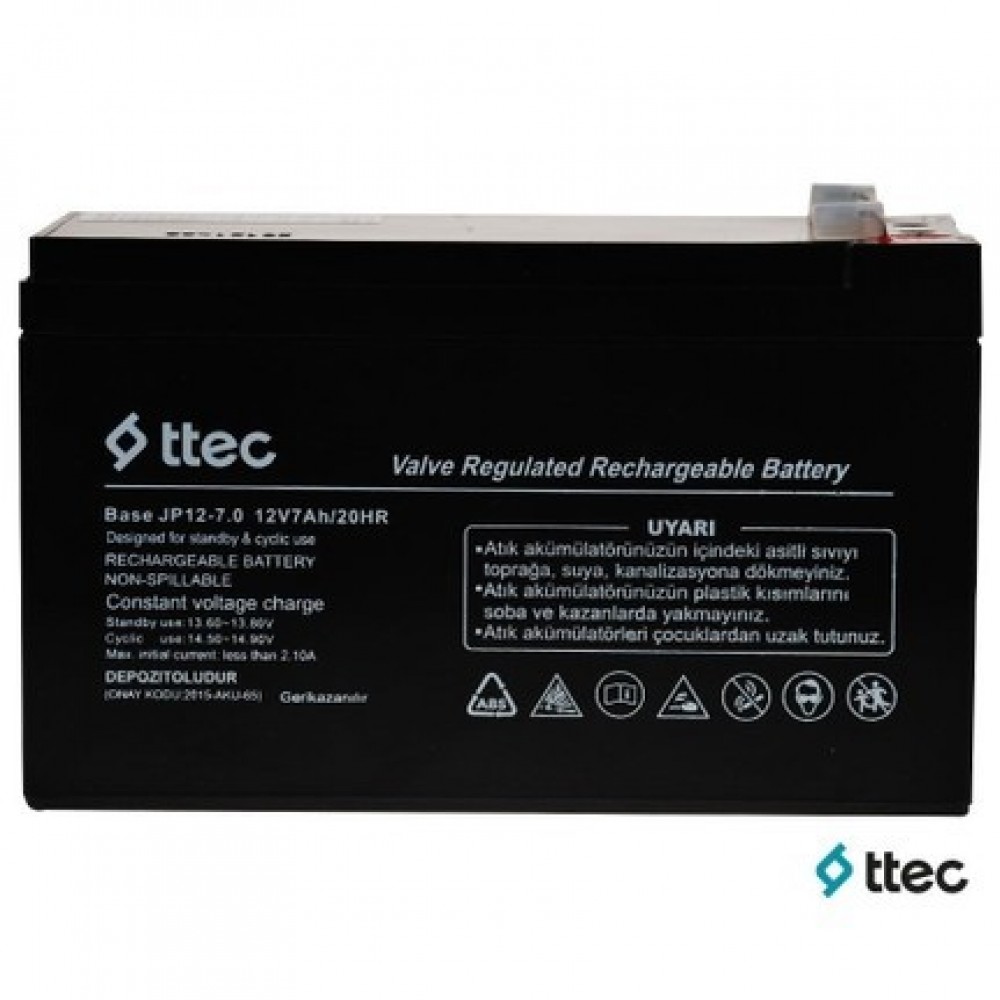 TTEC Base 7AH 12v Kuru Tip Güvenlik Aküsü