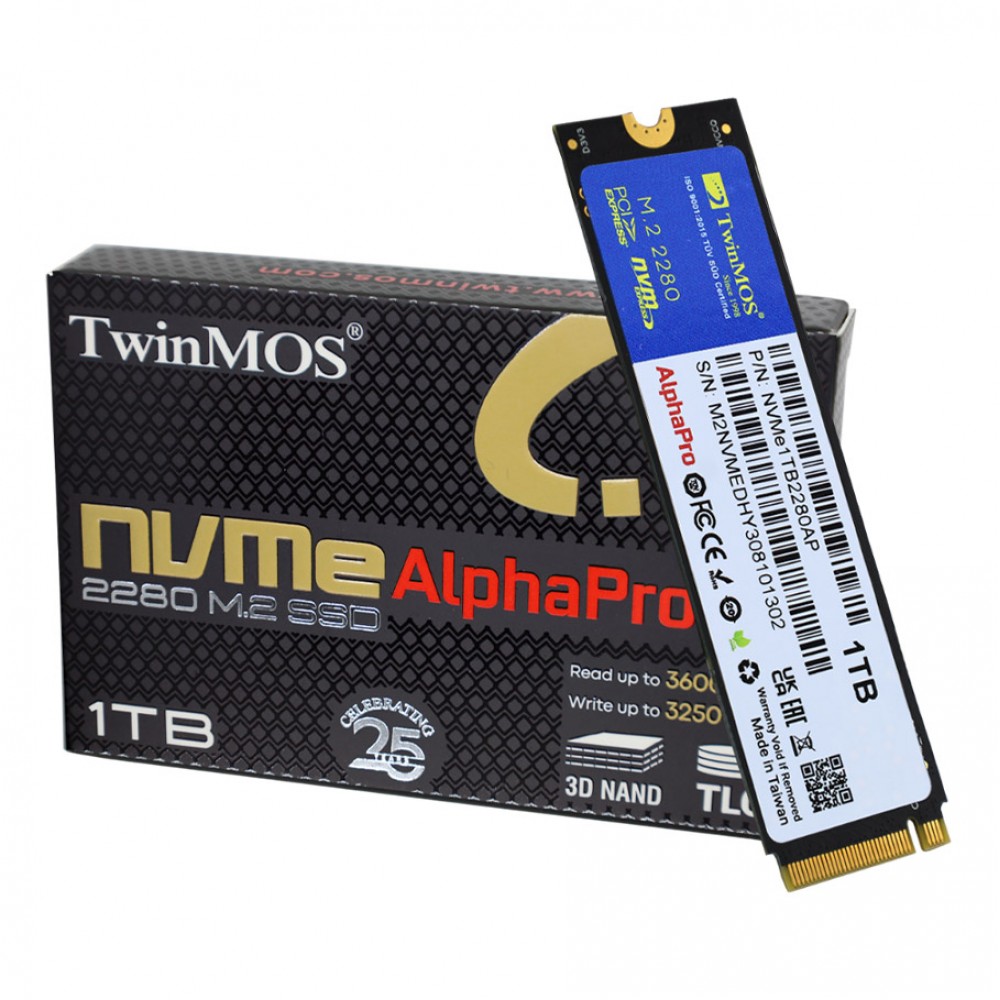 TwinMOS 1TB M.2 PCIe Gen3 NVMe SSD (3600-3250Mb/s) TLC 3DNAND