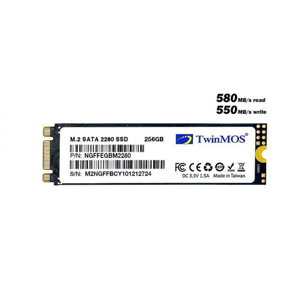 TwinMOS 256GB M.2 2280 SATA3 SSD (580Mb-550Mb/s) 3DNAND