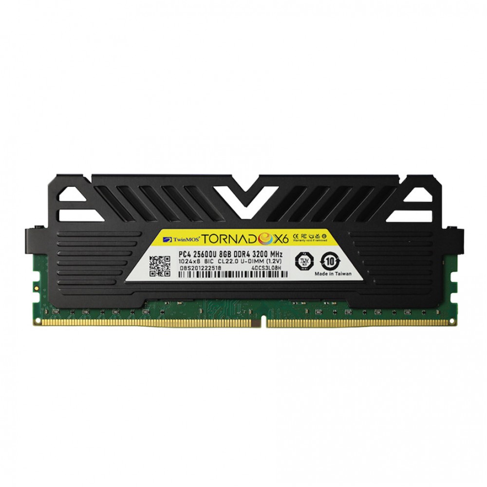 TwinMOS DDR4 8GB 3200MHz CL22 TornadoX6 Desktop Ram (Soğutuculu)