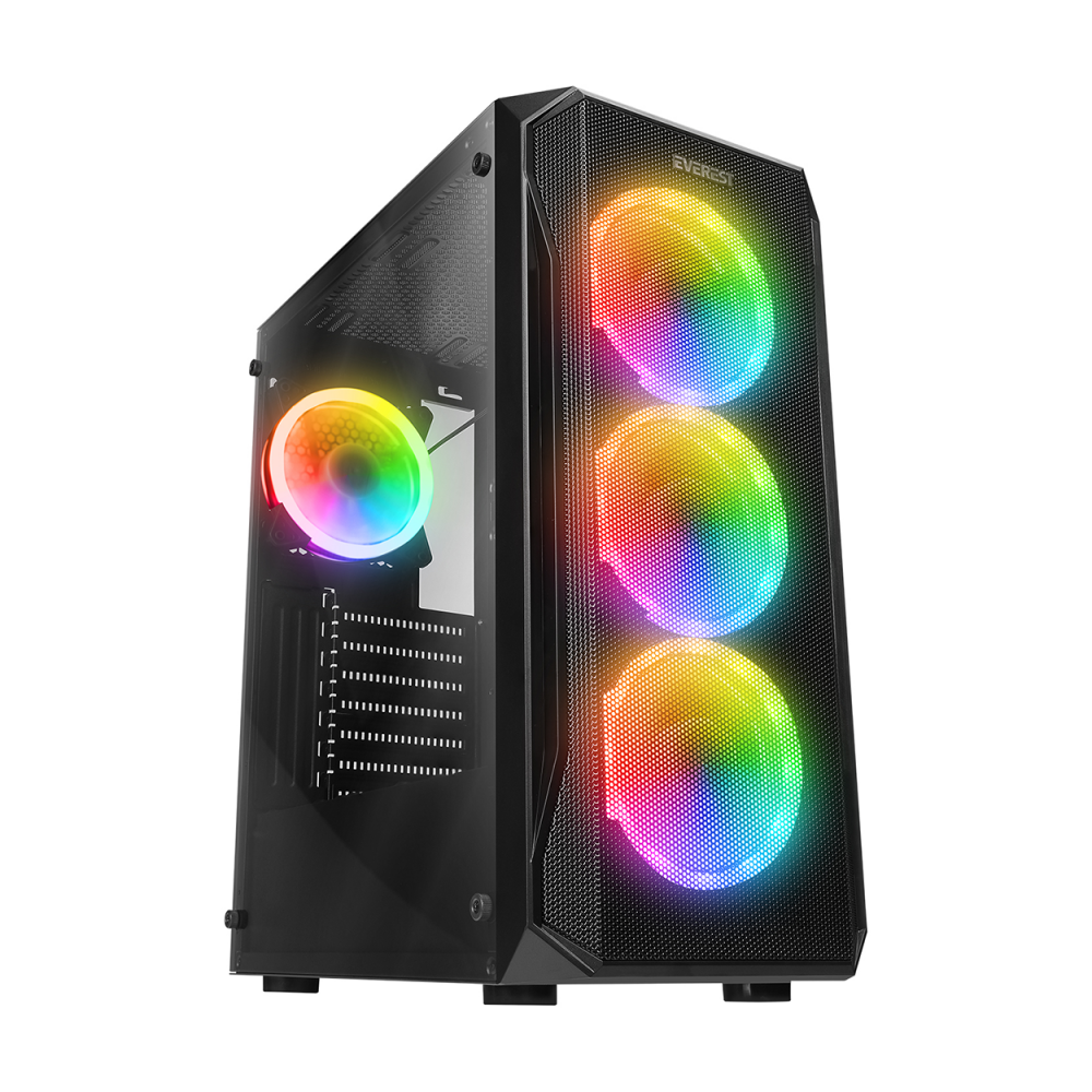 EVEREST X-RACER PEAK 600W Temperli 4*12cm RGB Fan ATX Mid-T Gaming Oyuncu Kasası